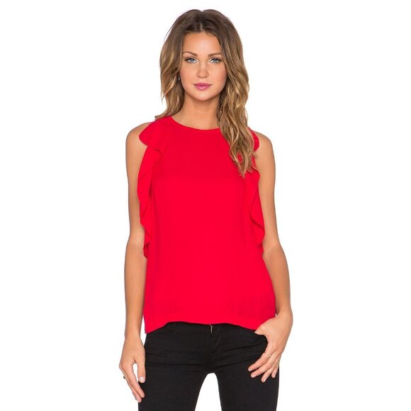 Kate Spade Ruffled Red Sleeveless Blouse - Picture 1 of 7